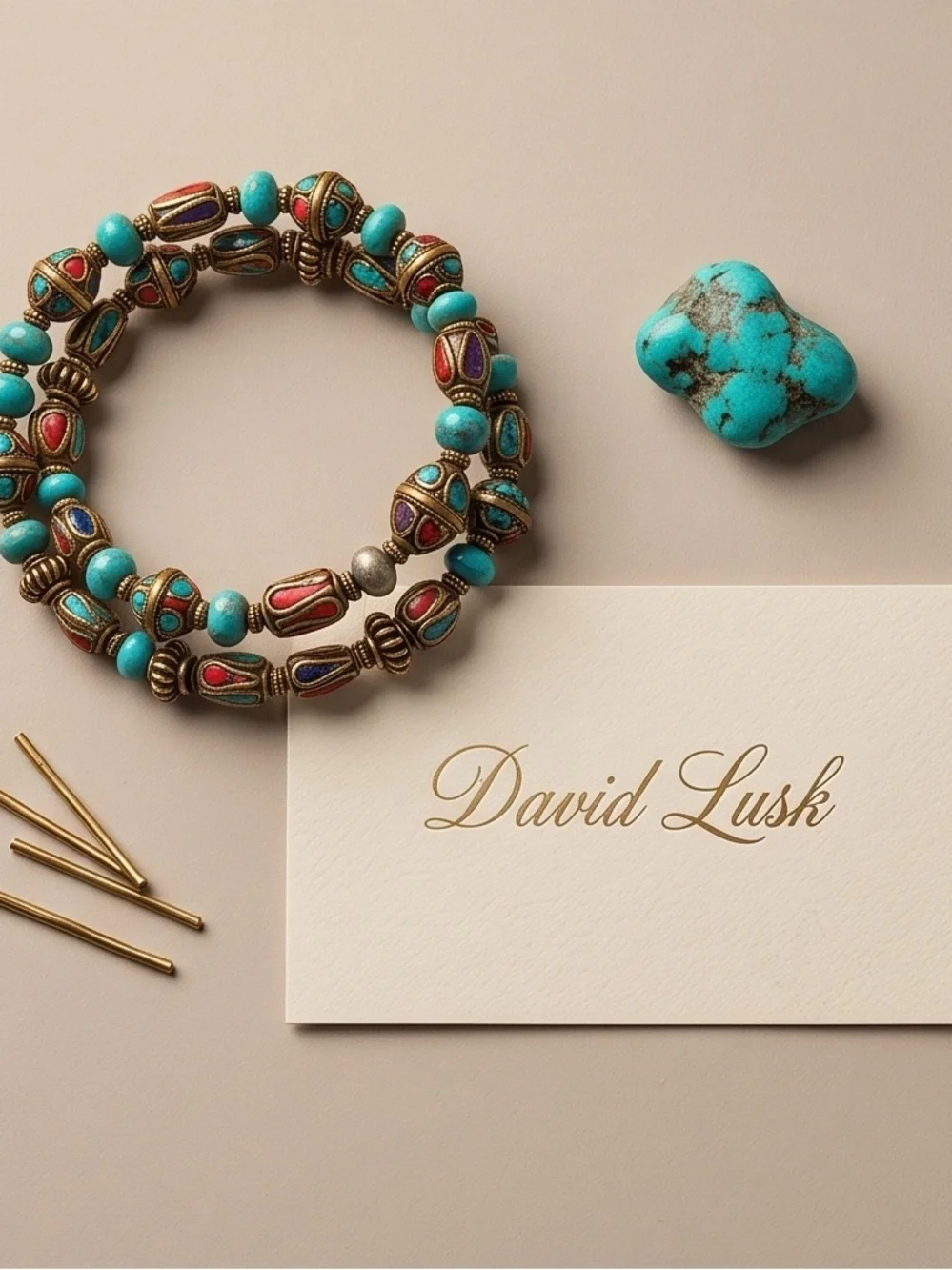 Turquoise & Coral Bead Bracelet - Turquoise, Coral☑️